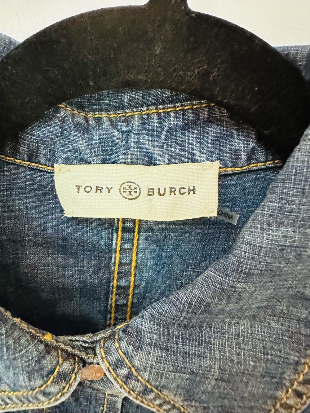 Tory Burch 0 Denim blue 100% cotton Button-Front quiet luxury Shirt Dress - Picture 5 of 13